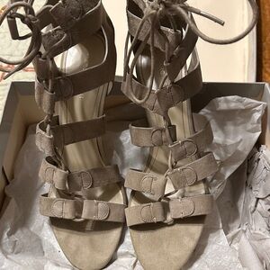 MARC FISHER Taupe Strappy Heels
